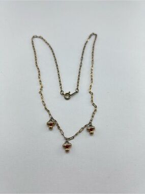 Delicate Gold-Tone Necklace with Red Accent Drops